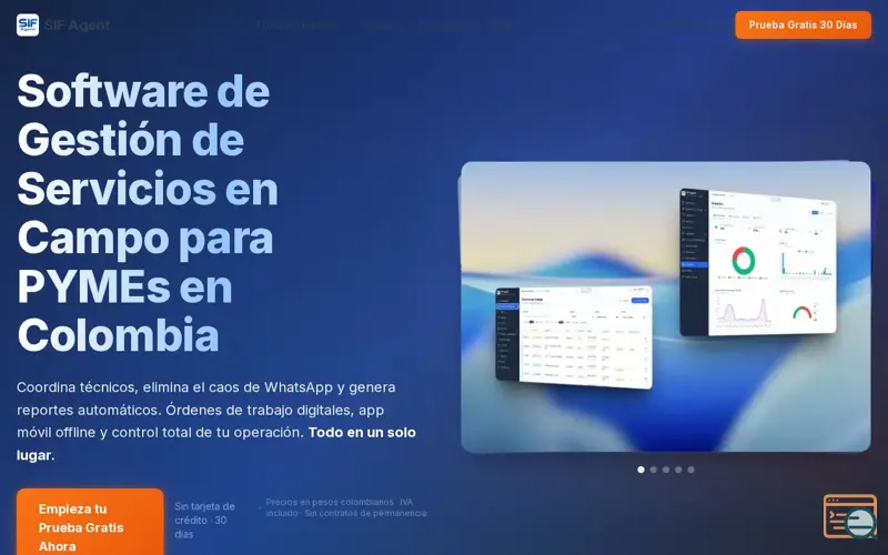 Screenshot of Software de Gestión de Servicios en Campo para PYMEs | SIF Agent Colombia
