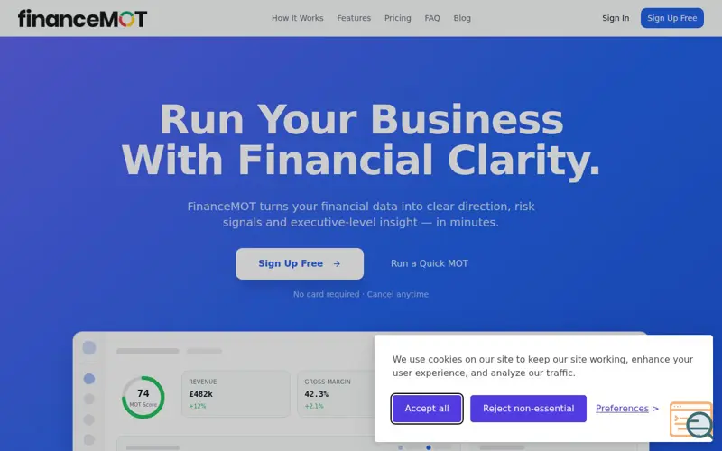 Screenshot of FinanceMOT