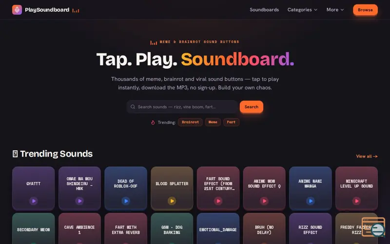 Screenshot of PlaySoundboard