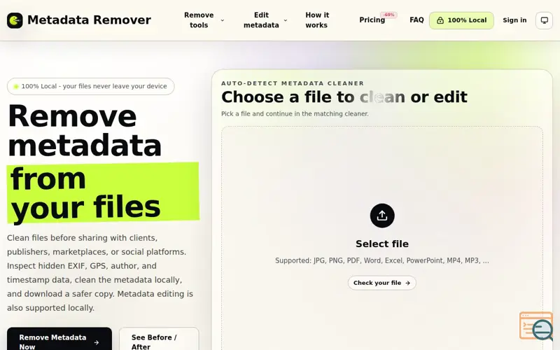 Screenshot of Metadata Remover