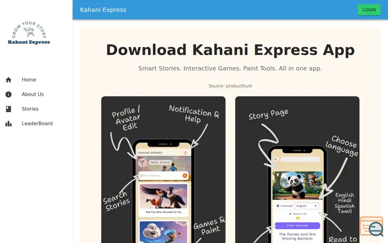 Screenshot of Kahani Express