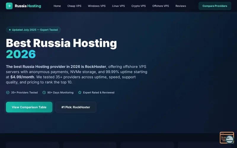 Screenshot of Russia Hosting