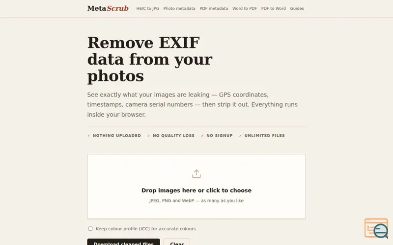 Screenshot of MetaScrub