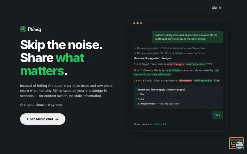 Screenshot of Mimiq