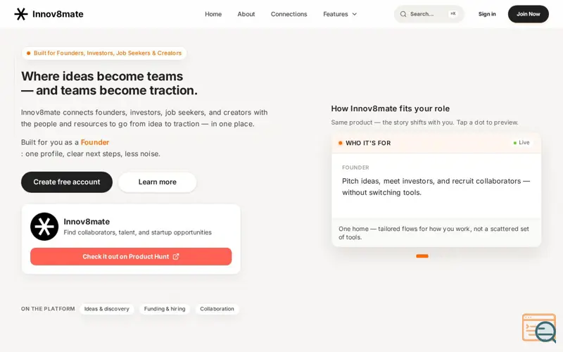 Screenshot of Innov8mate