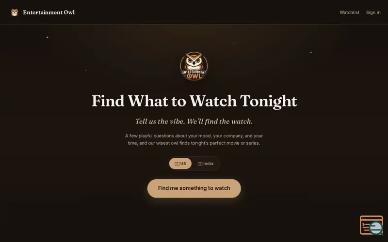 Screenshot of Entertainment Owl