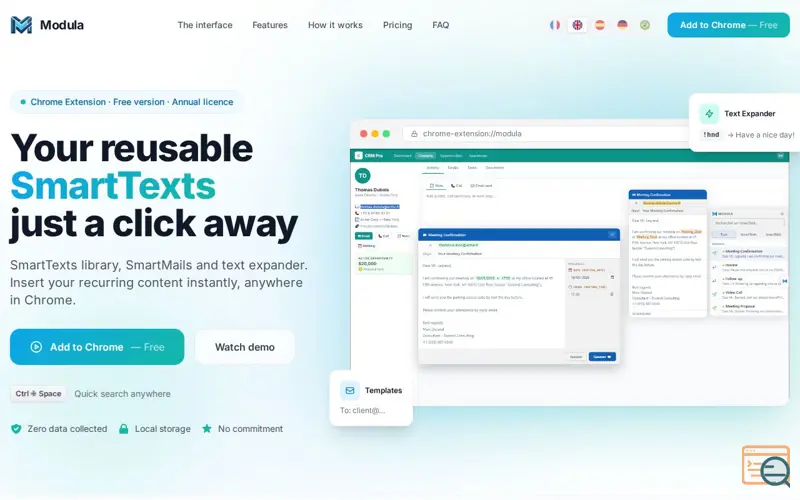 Screenshot of Modula — Text Expander & Mail Templates