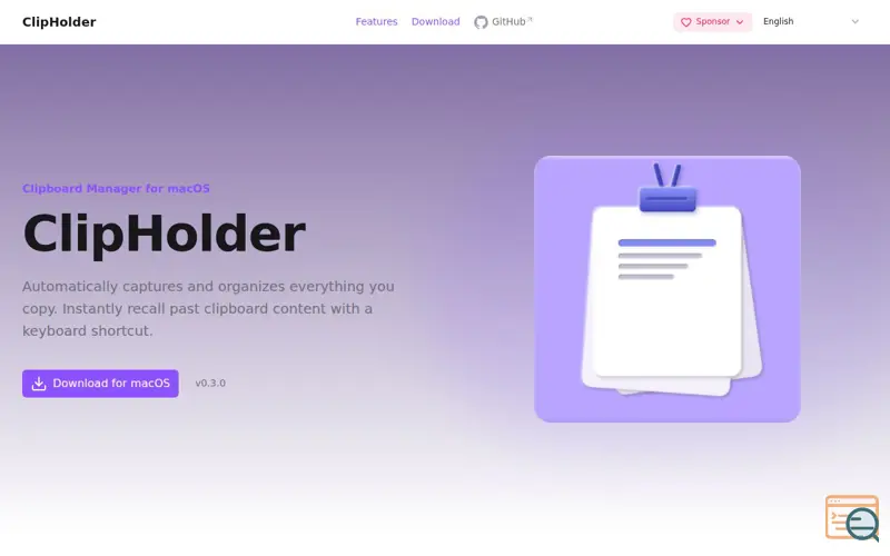 Screenshot of ClipHolder