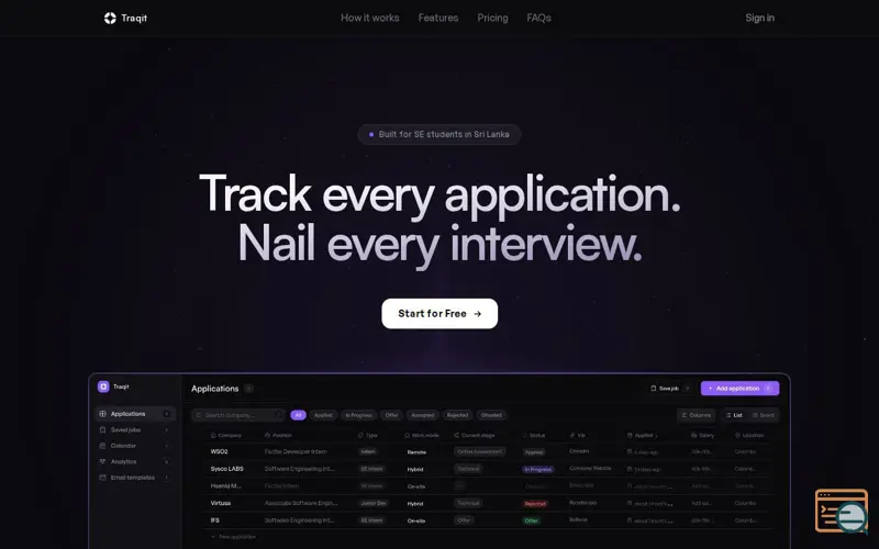 Screenshot of Traqit