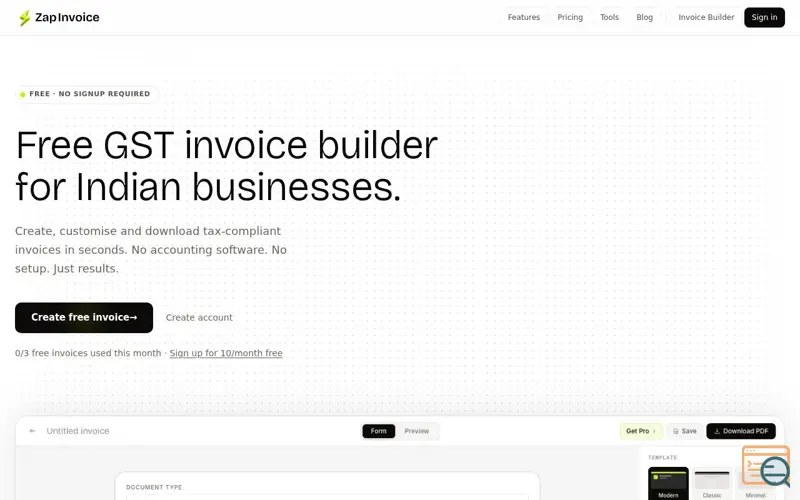 Screenshot of ZapInvoice