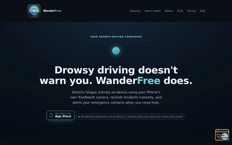 Screenshot of WanderFree — Drowsy Driving Detection & Dash Cam App for iPhone