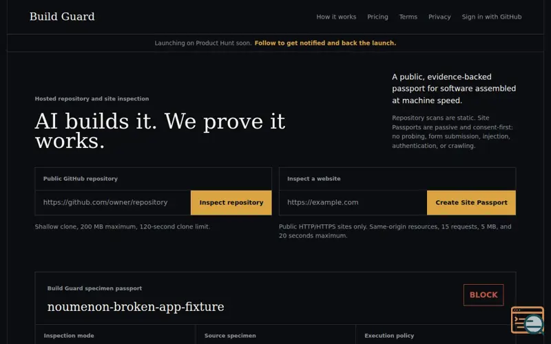 Screenshot of Build Guard