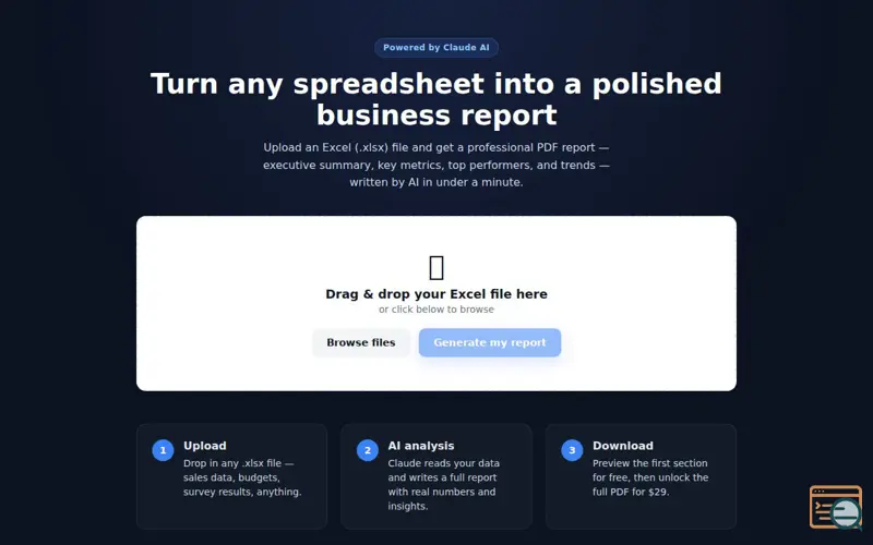 Screenshot of ExcelReport — Turn spreadsheets into business reports