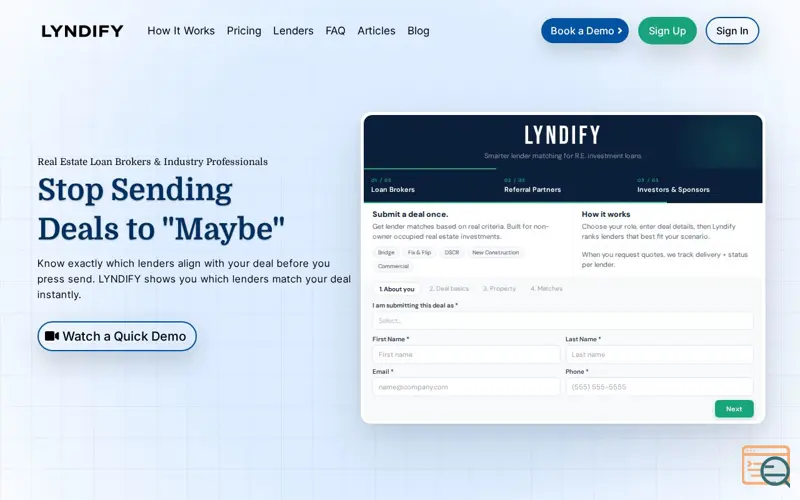 Screenshot of LYNDIFY