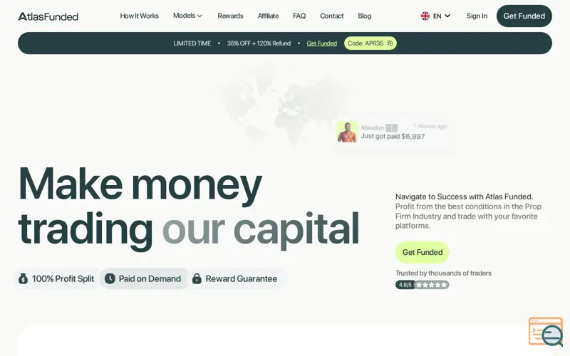 Screenshot of Atlas Funded