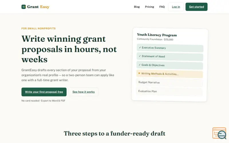 Screenshot of GrantEasy