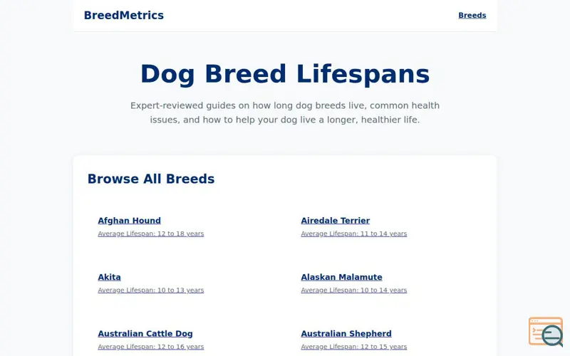 Screenshot of BreedMetrics.com