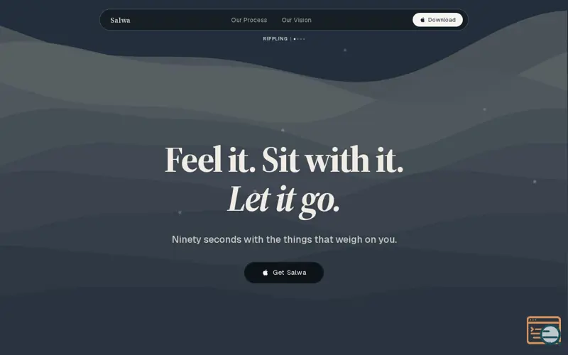 Screenshot of Salwa — Feel it. Sit with it. Let it go.