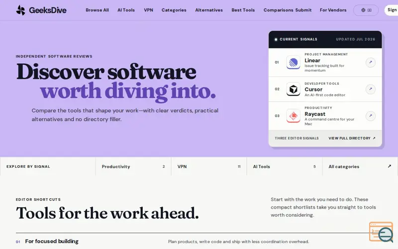 Screenshot of Geeksdive