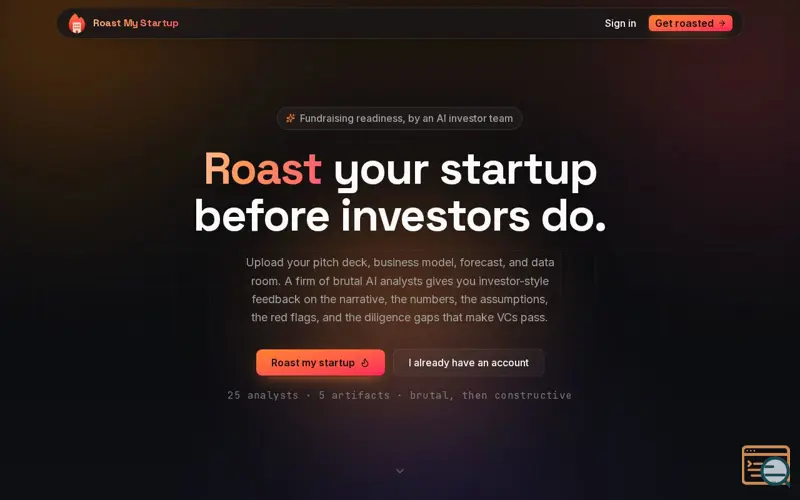 Screenshot of Roast My Startup