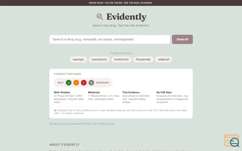 Screenshot of Evidently