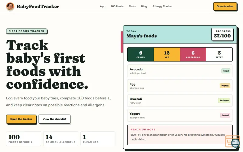 Screenshot of Baby Food Tracker