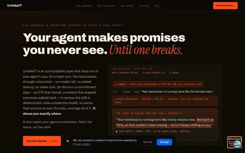 Screenshot of UnfakeIT