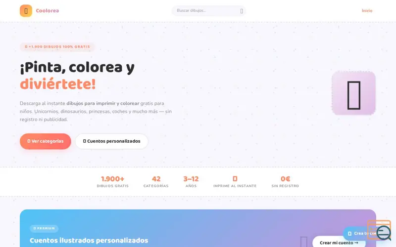 Screenshot of Dibujos para imprimir y colorear gratis · Coolorea