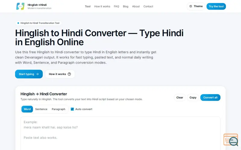 Screenshot of Hinglish to Hindi, a launch using SymbolHost