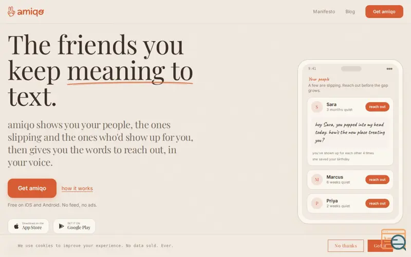 Screenshot of Amiqo