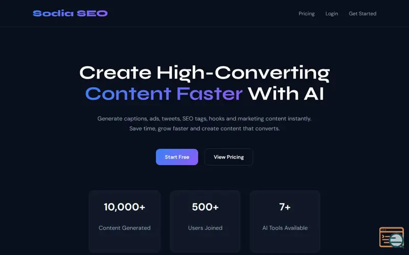 Screenshot of Sodia SEO
