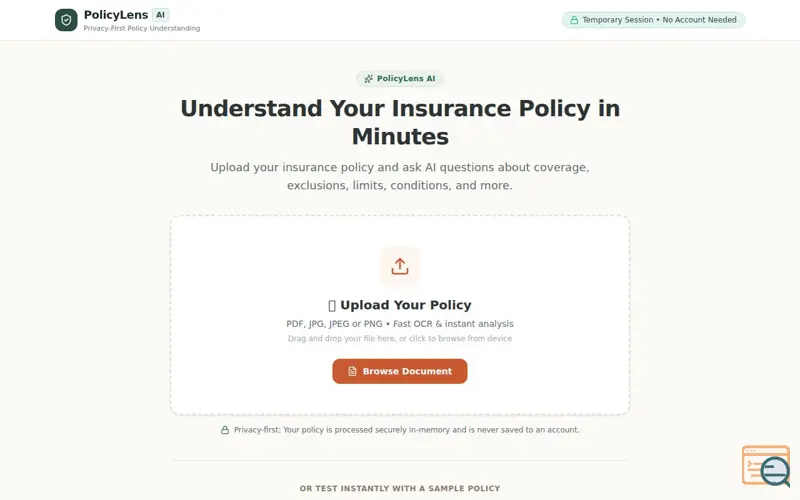Screenshot of Policy lens ai