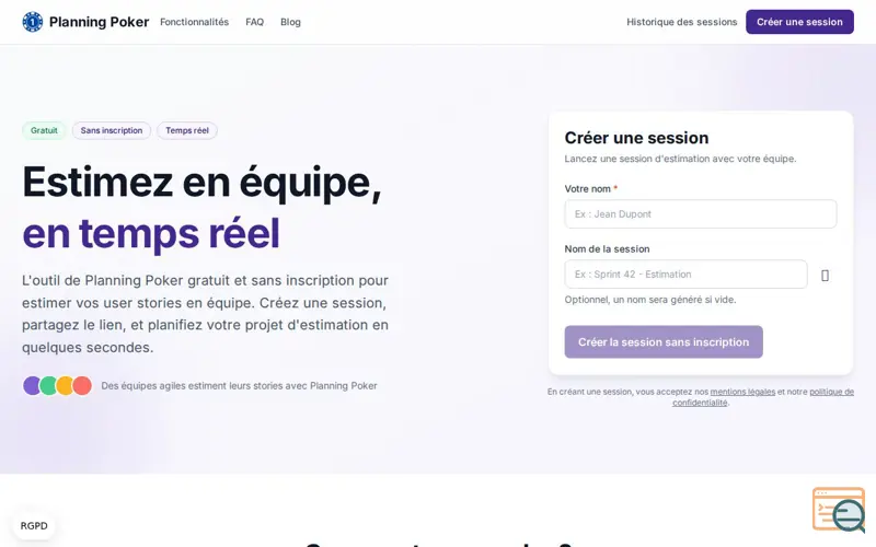 Screenshot of Planning Poker, a launch using OVHcloud