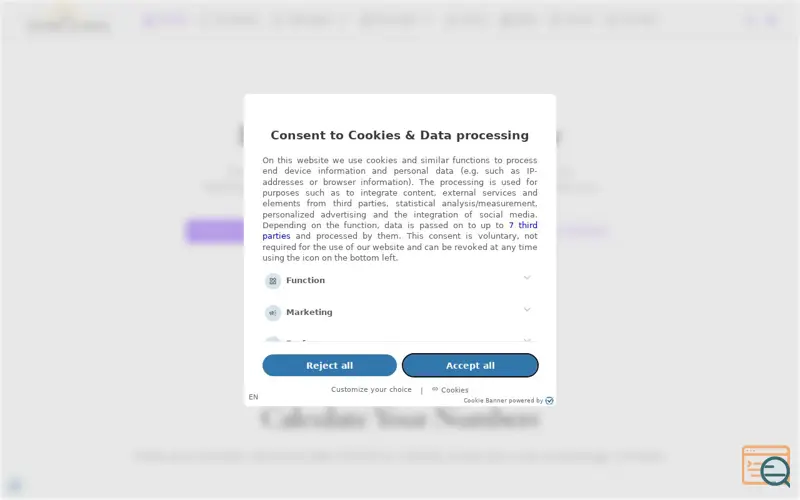 Screenshot of Free Numerology Calculator, a launch using New Relic