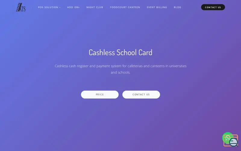 Screenshot of ATS Cashless School Card