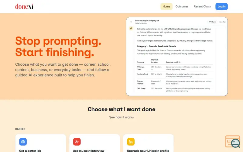 Screenshot of donexi