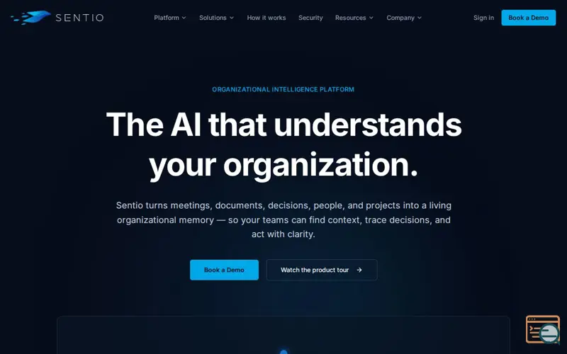 Screenshot of Sentio
