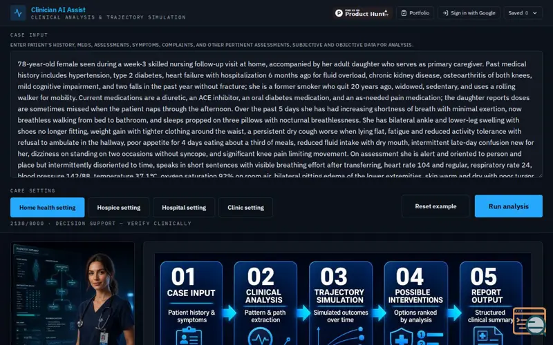 Screenshot of Clinician AI Assist