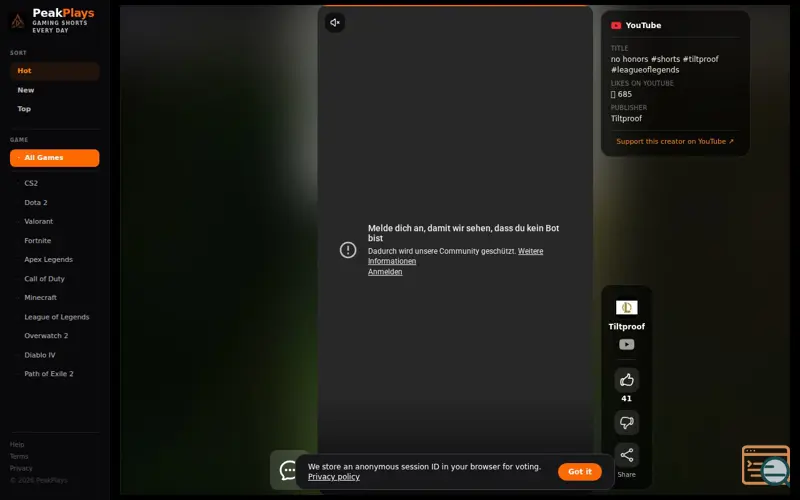 Screenshot of PeakPlays
