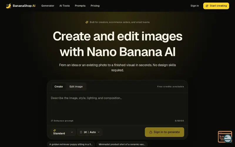Screenshot of BananaShop AI