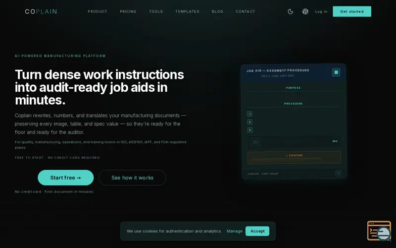 Screenshot of Coplain