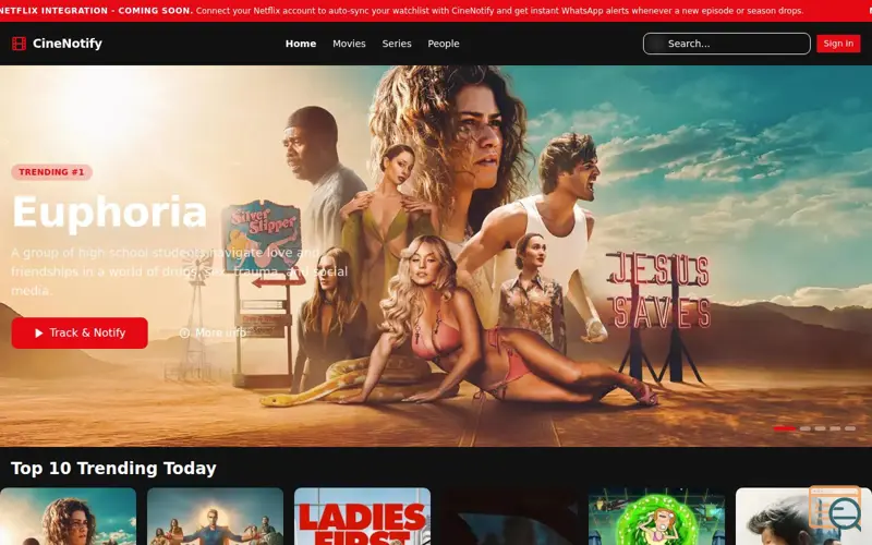 Screenshot of CineNotify