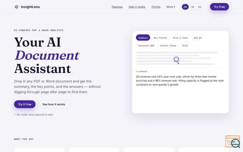 Screenshot of InsightLens: AI Doc Analysis