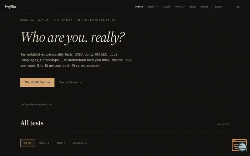 Screenshot of Profilia