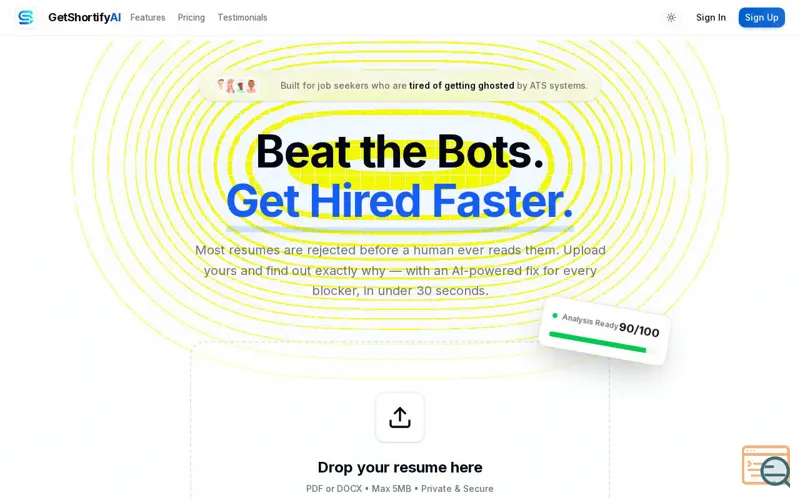 Screenshot of GetshortifyAI