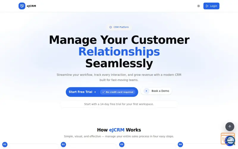 Screenshot of eJCRM, a launch using Amazon Connect
