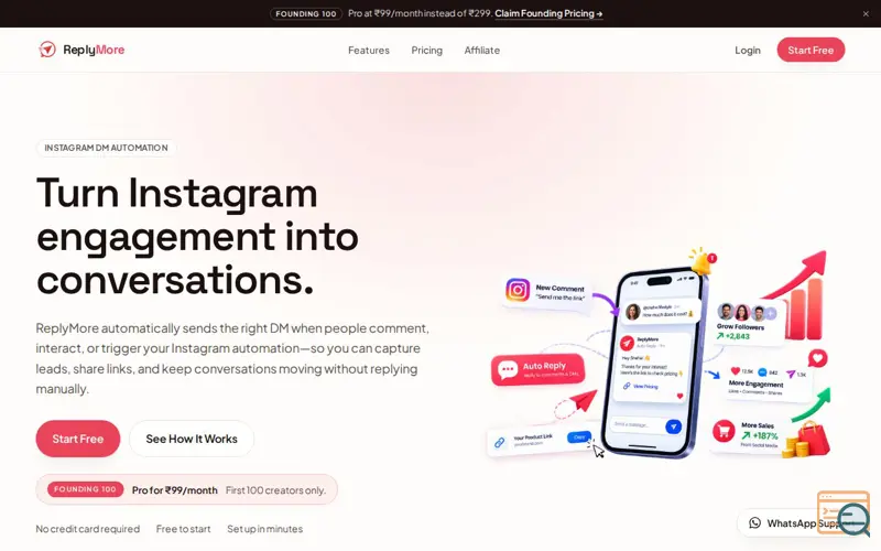 Screenshot of ReplyMore | Instagram DM Automation