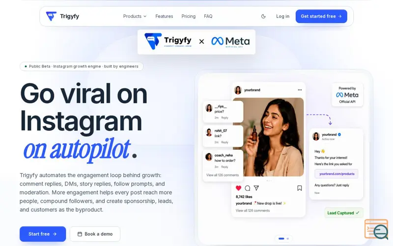 Screenshot of Trigyfy — Turn Instagram Comments & DMs Into Customers