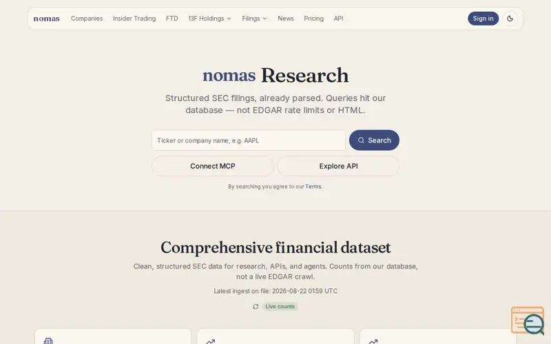Screenshot of Nomas AI
