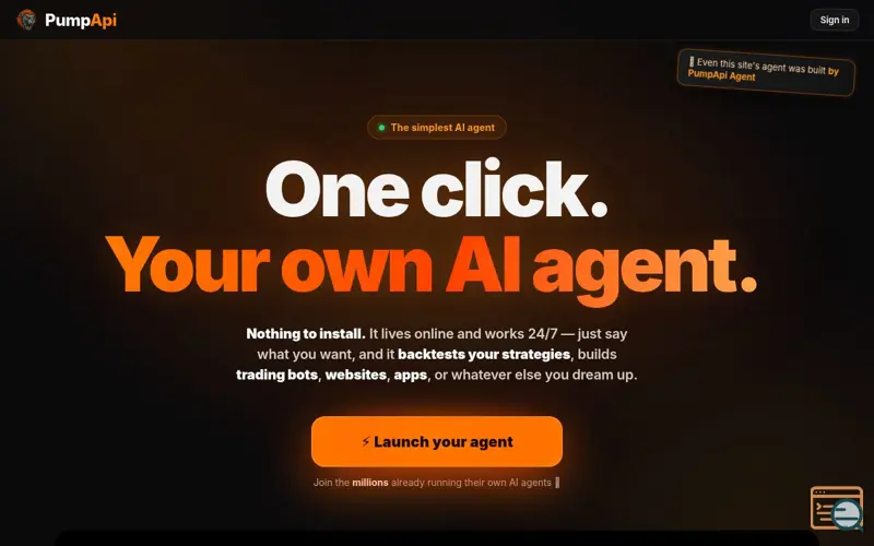 Screenshot of PumpApi Agent